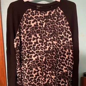 Black and Animal Print Blouse From Forever 21